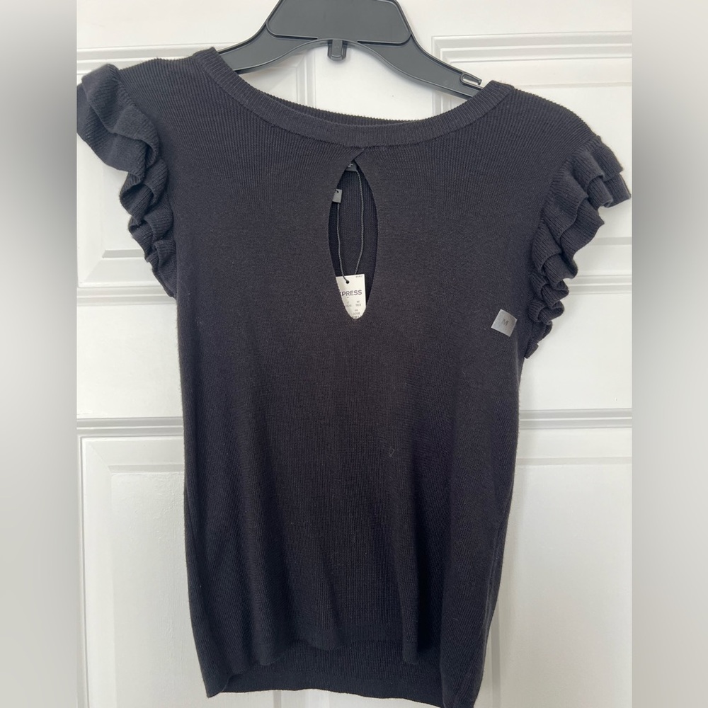 Express keyhole, black knit top brand new with tags